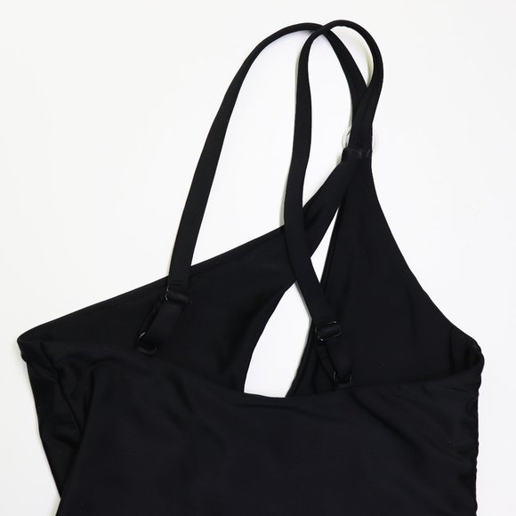 NEW LPA Susan One Piece Keyhole Adjustable One Shoulder High Cut Swimsuit Black - Picture 4 of 9